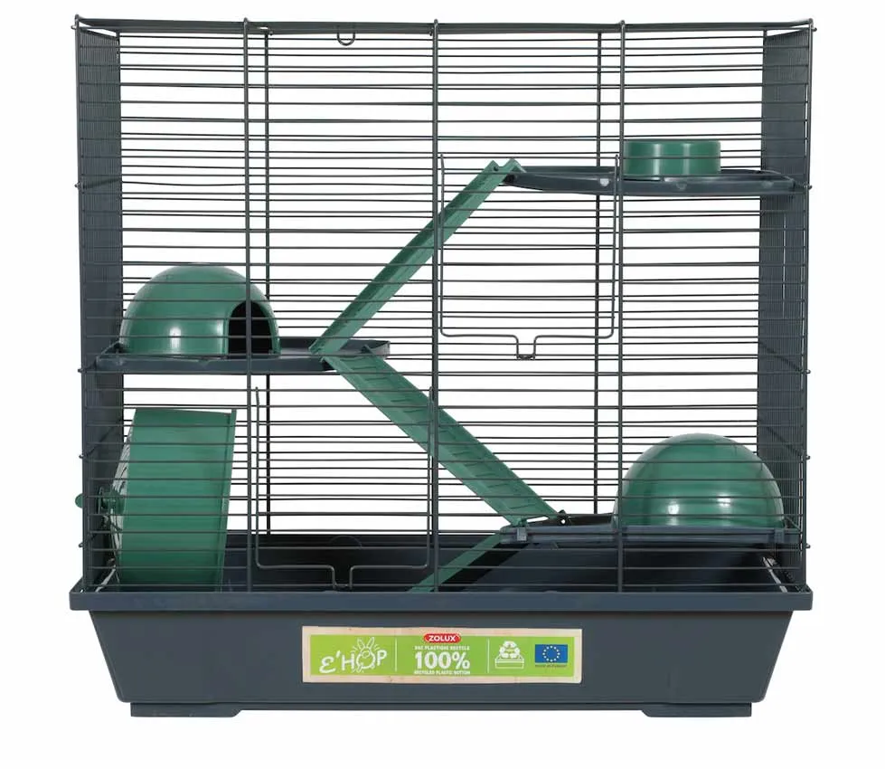 Cage EHOP Triplex en plastique recyclé pour hamster 50 cm Vert