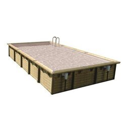 Piscine bois rectangulaire LINEA 8,00 x 5,00 x 1,40m - liner gris - UBBINK