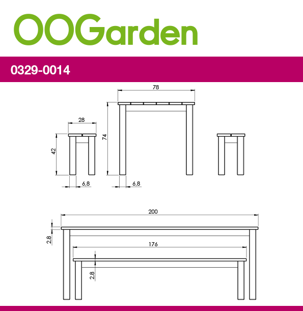 Banc de jardin pin traité autoclave 150x48x88cm - OOGarden