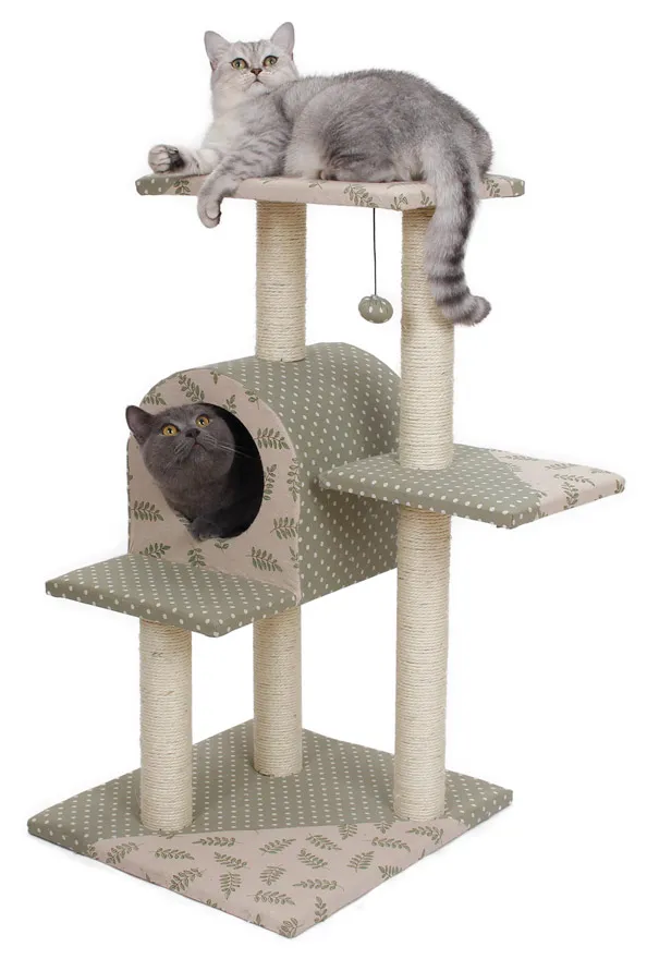 Arbre Ã  chat design 3 plateformes, vert tendre hauteur 84 cm Mandie