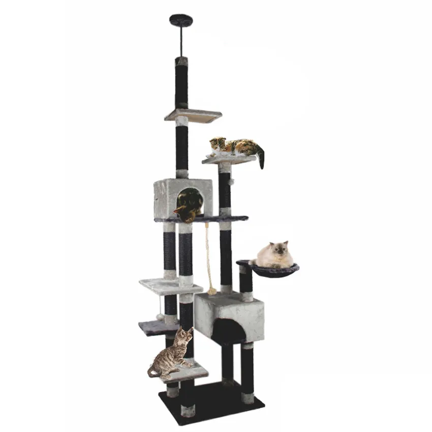 Arbre Ã  chat 6 plateformes gris et noir hauteur de 250 Ã  273 cm GAIA