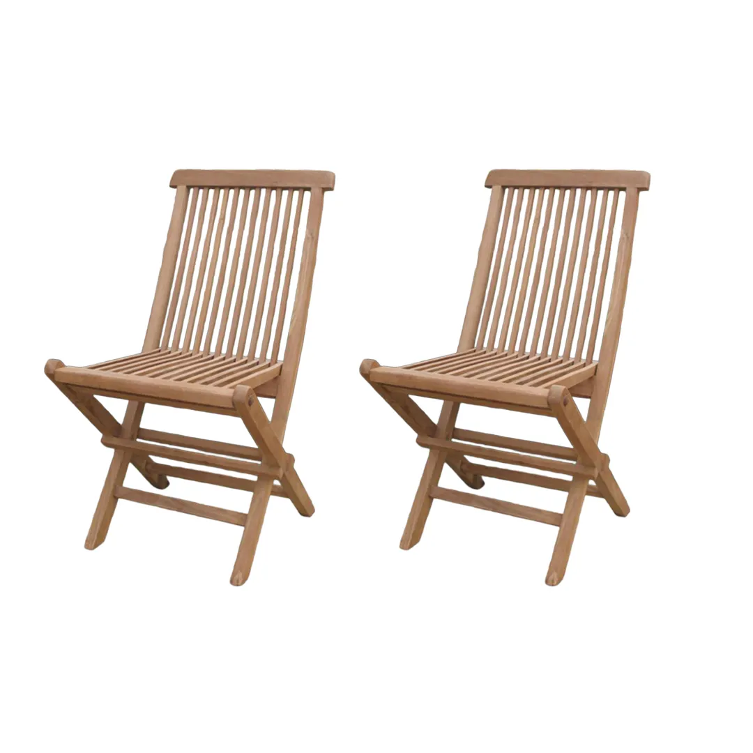 Lot de 2 chaises pliantes en teck BORNEO