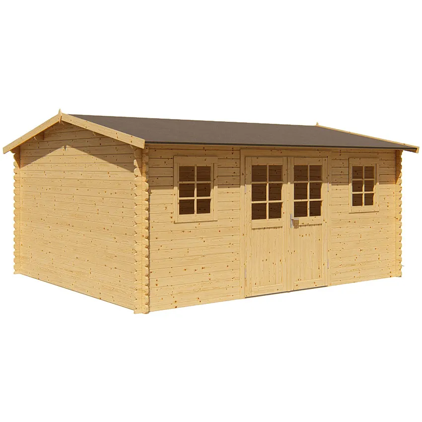 Abri De Jardin en Bois VARDUN 21,5m² Madriers 34mm