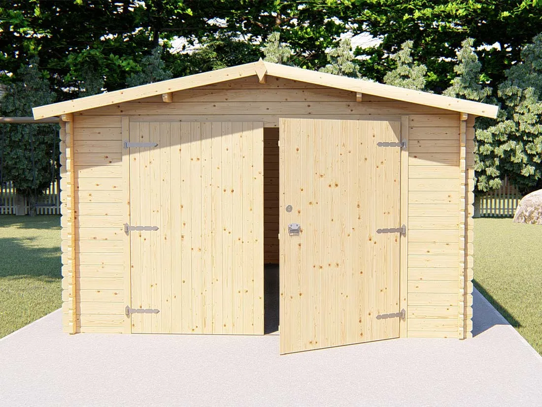 Garage en bois MALAWI Ep. 34 mm 20 m²