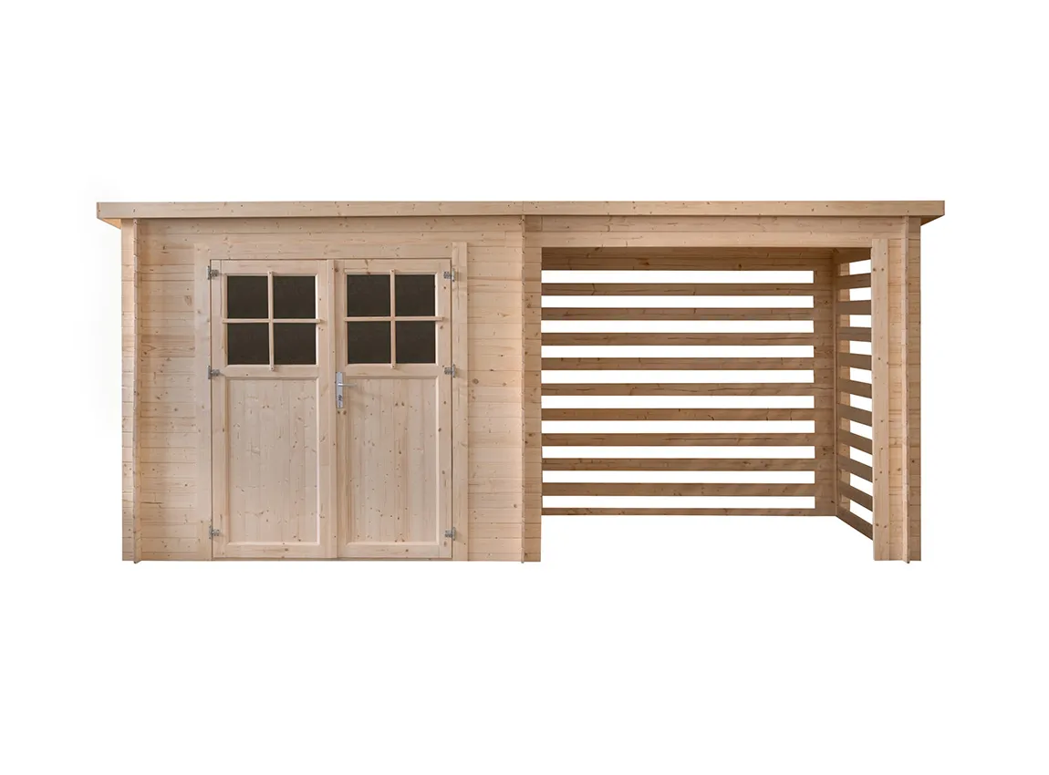 Abri de Jardin en Bois 11mÂ² LAMMI avec Terrasse Couverte