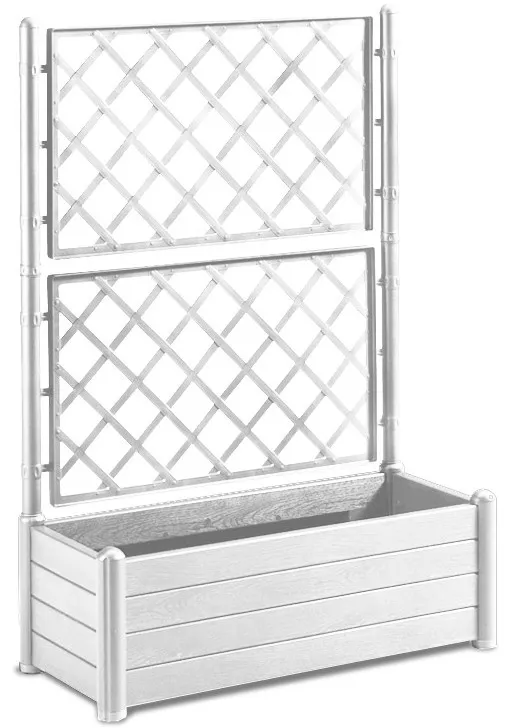 Bac Ã  fleurs rectangulaire avec treillis ITALIA   L100cm   80L   Blanc