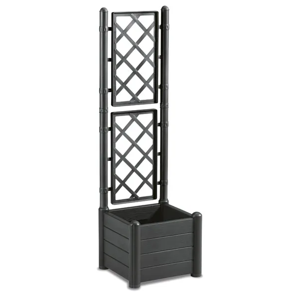 Bac Ã  fleurs carrÃ© avec treillis ITALIA 30L   L. 43 cm   Anthracite