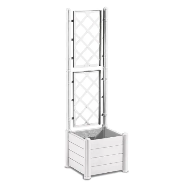 Bac Ã  fleurs carrÃ© avec treillis ITALIA 30L   L. 43 cm   Blanc
