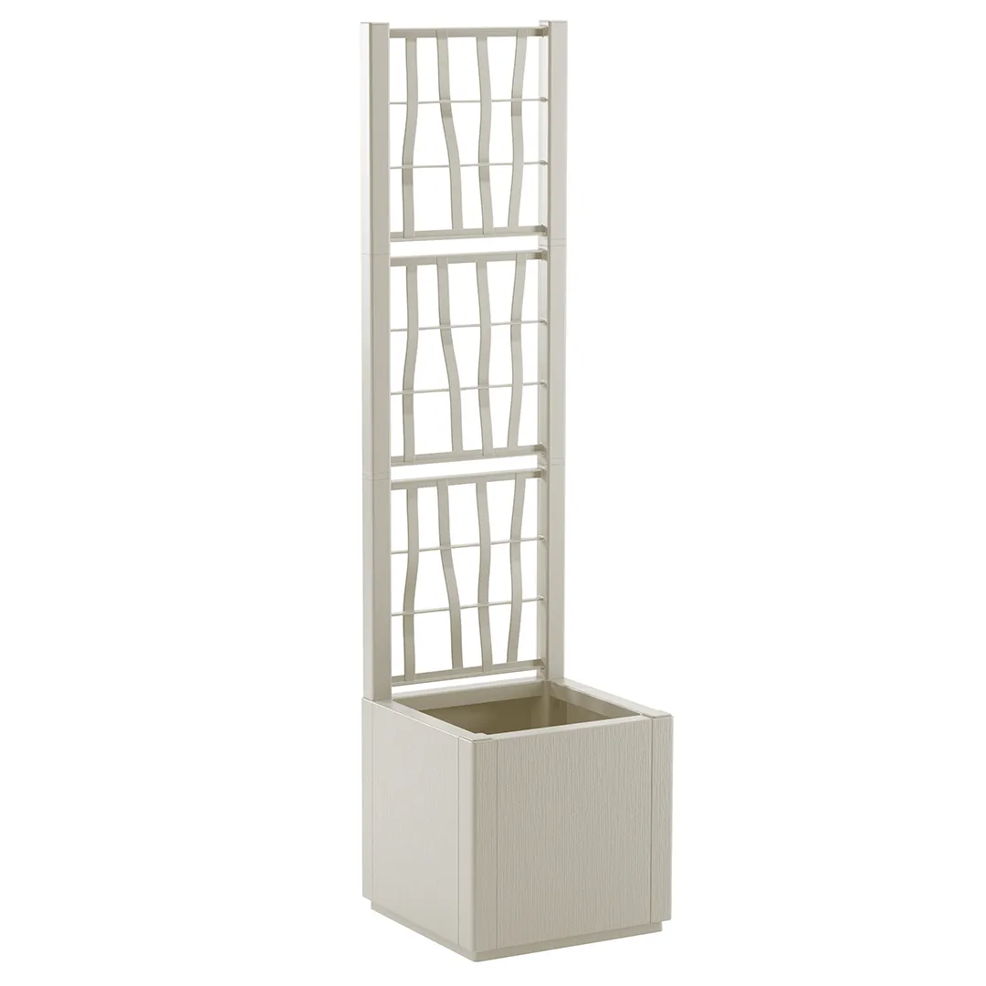 Bac à Fleurs Carré Avec Treillis ETHICA 30L Blanc Craie