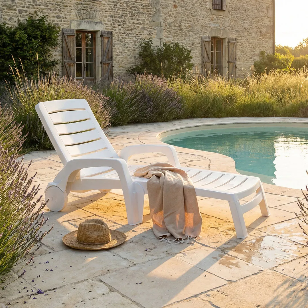 Bains de soleil résine polypropylène blanc RIVA