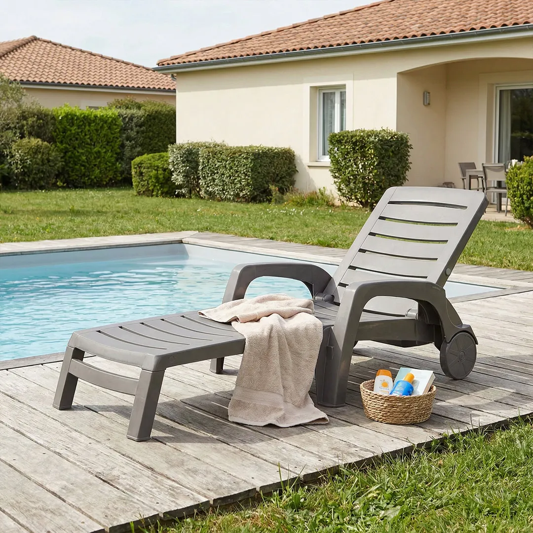 Bains de soleil rÃ©sine polypropylÃ¨ne taupe RIVA