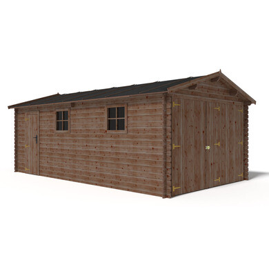 Garage tarawa de 23 m² en bois traité autoclave marron