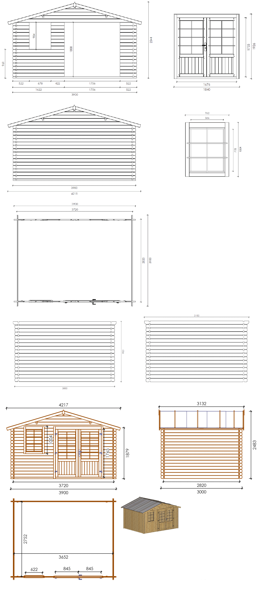 Abri de jardin bois traité autoclave Marcillac 13 toit 2 pentes Ep 34mm