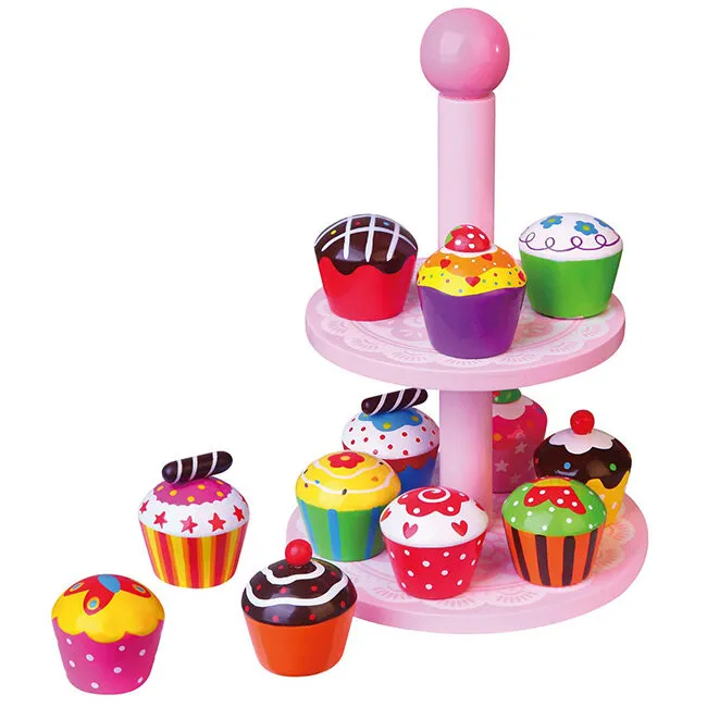 Présentoir et 12 cupcakes en bois