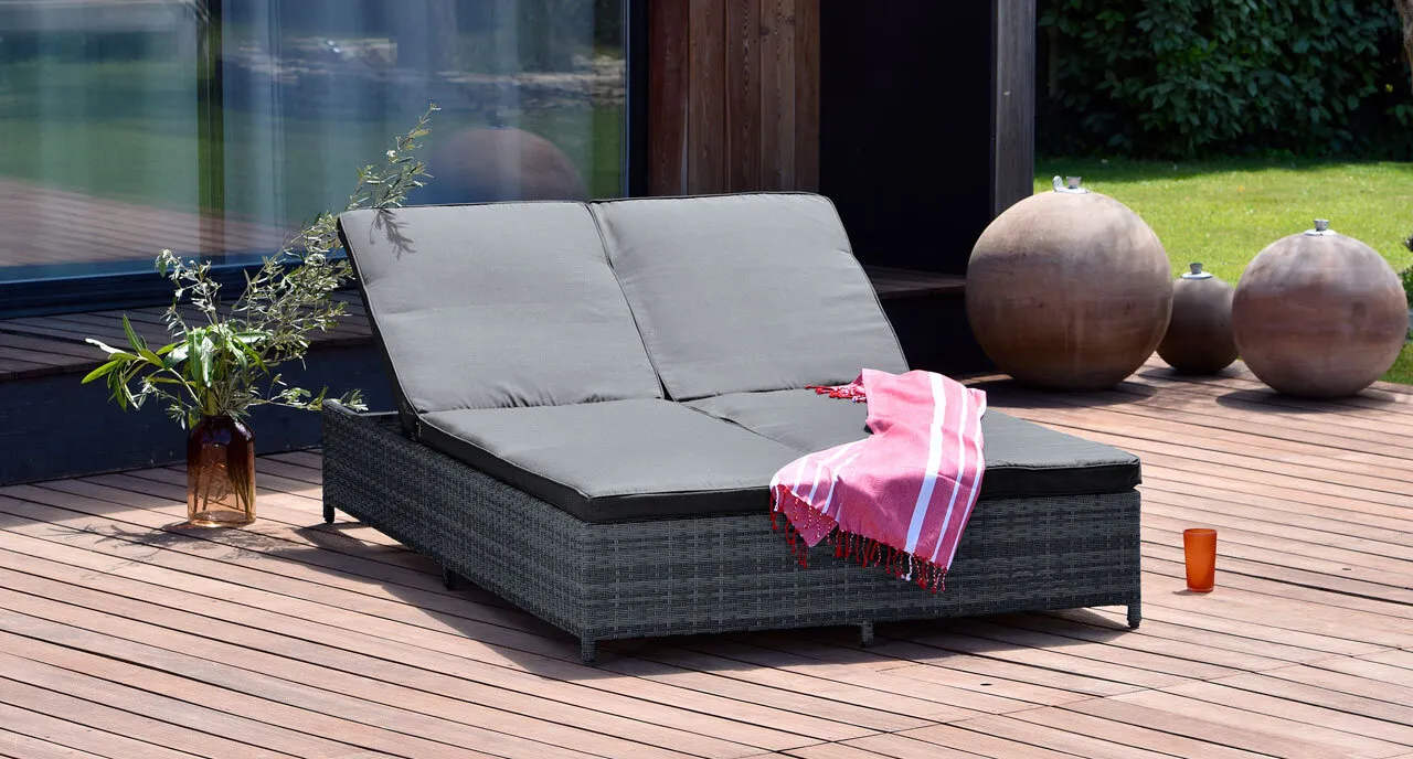 Double Bain de soleil LANTA en RÃ©sine   Anthracite et Gris galet