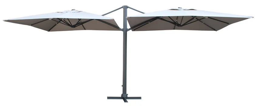 Parasol Double DÃ©portÃ© en Aluminium MAJESTY   3x3m Coloris Gris galet