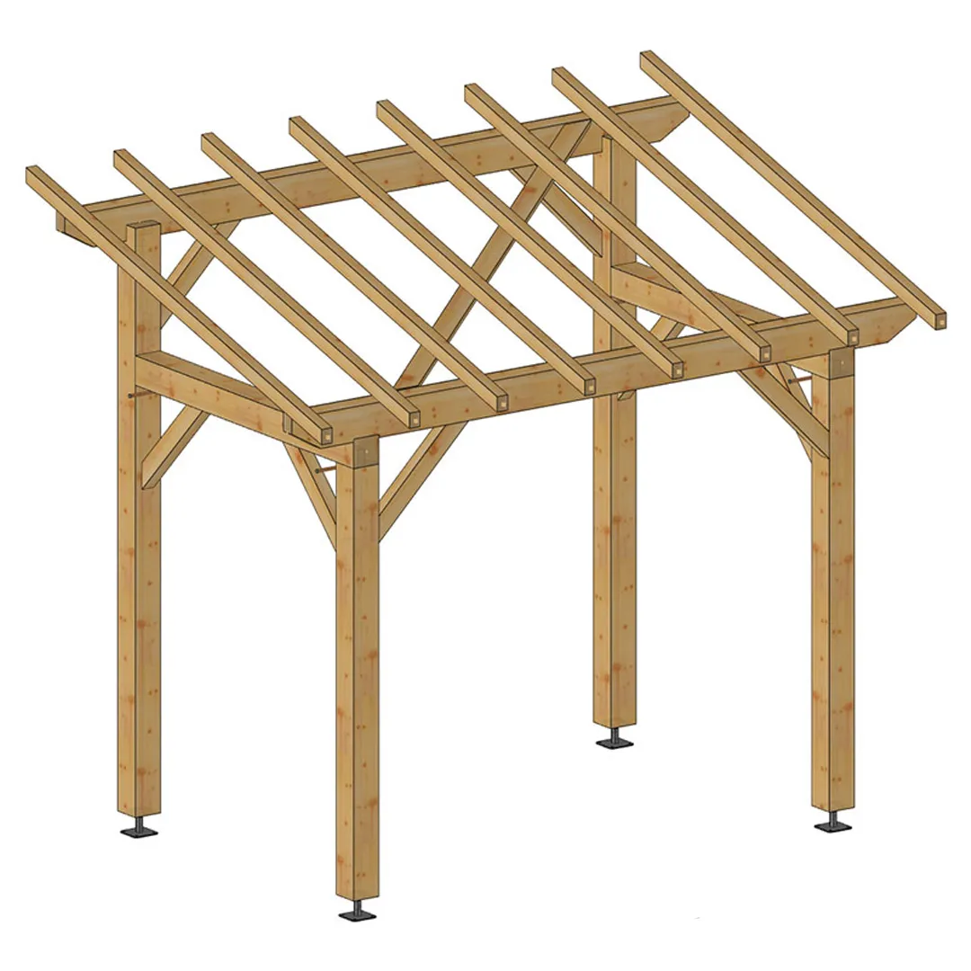 Carport bois adossable 8 mÂ²   Poteaux 14 x 14 cm   TraitÃ© autoclave