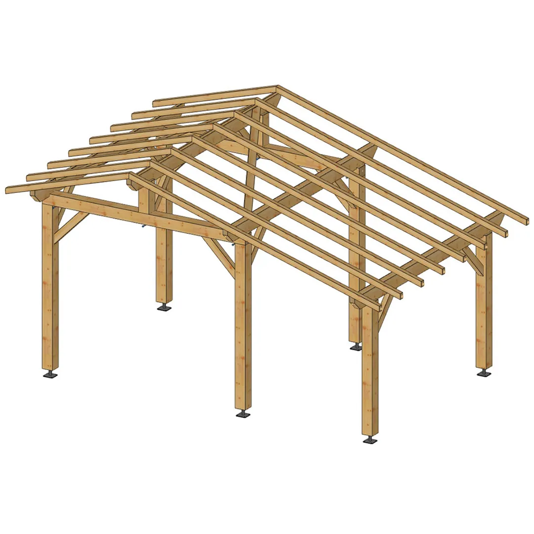 Carport bois autoportÃ© 18 mÂ²   Poteaux 14 x 14 cm   TraitÃ© autoclave