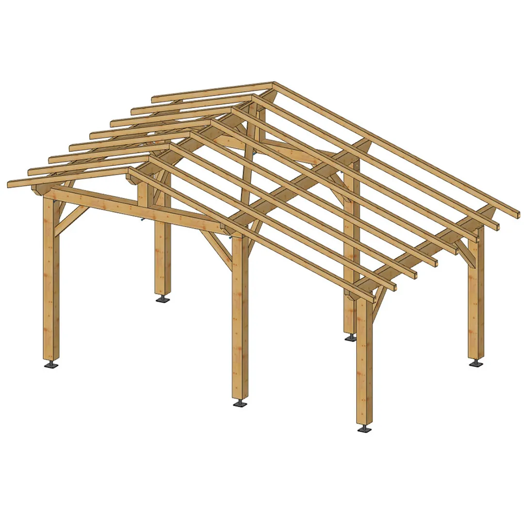 Carport bois autoportÃ© 17 mÂ²   Poteaux 18 x 18 cm