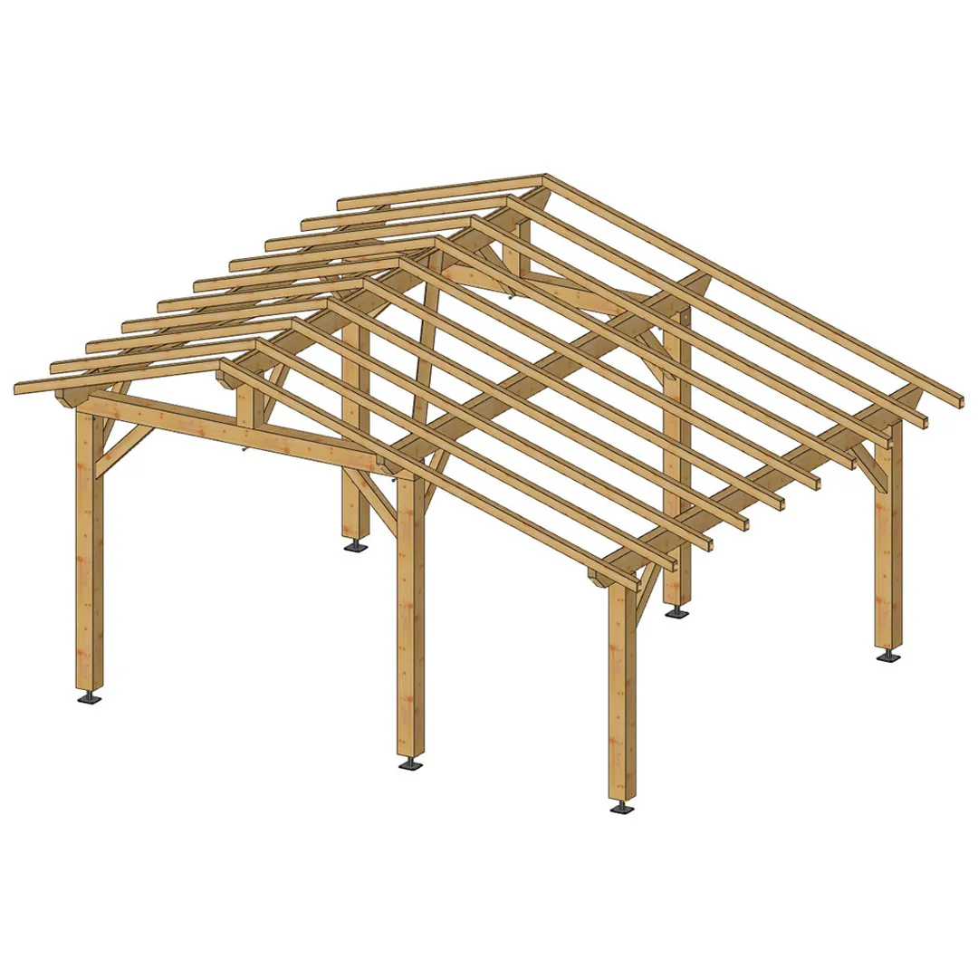 Carport bois autoportÃ© 23 mÂ²   Poteaux 14 x 14 cm   TraitÃ© autoclave