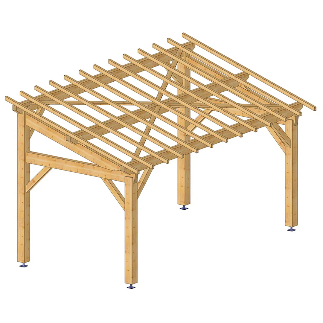 Carport bois adossable 19,8 mÂ²   Poteaux 18 x 18 cm   TraitÃ© autoclave