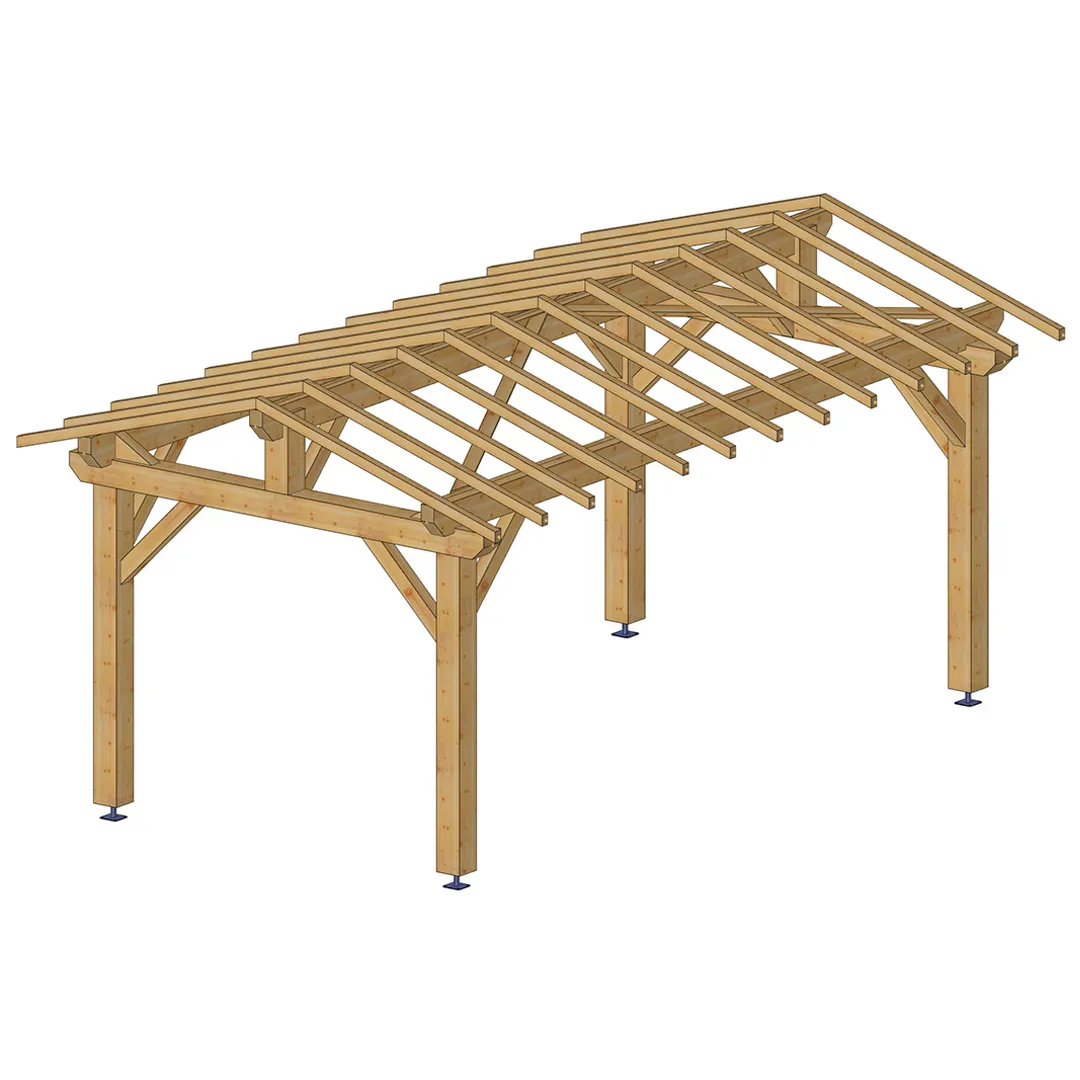 Carport bois autoportÃ© 22 mÂ²   Poteaux 18 x 18 cm   traitÃ© autoclave