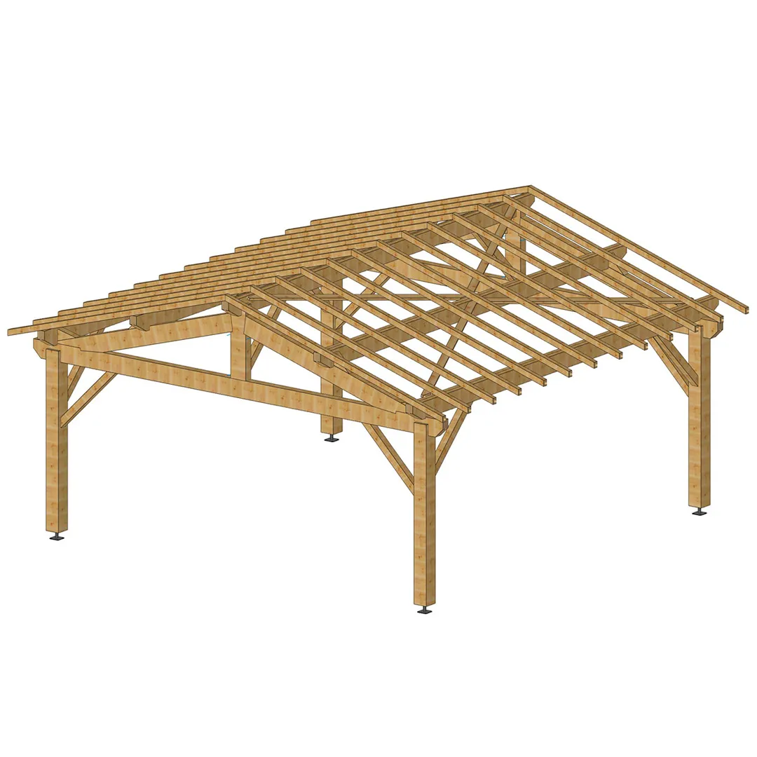Carport bois autoportÃ© 37 mÂ²   Poteaux 18 x 18 cm