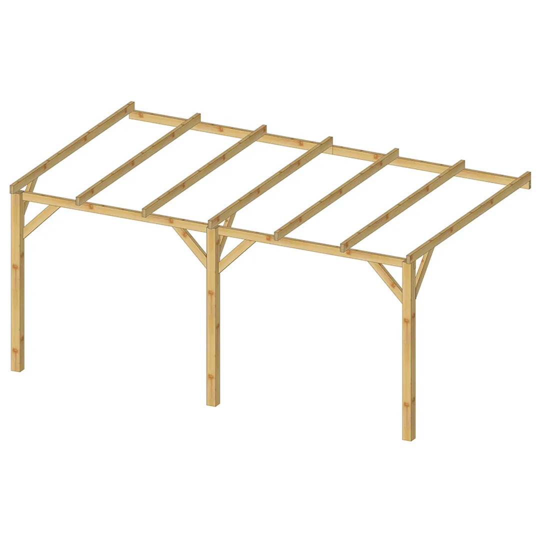 Carport bois adossÃ© YAOUNDE 15 mÂ²   Poteaux 11 x 11 cm