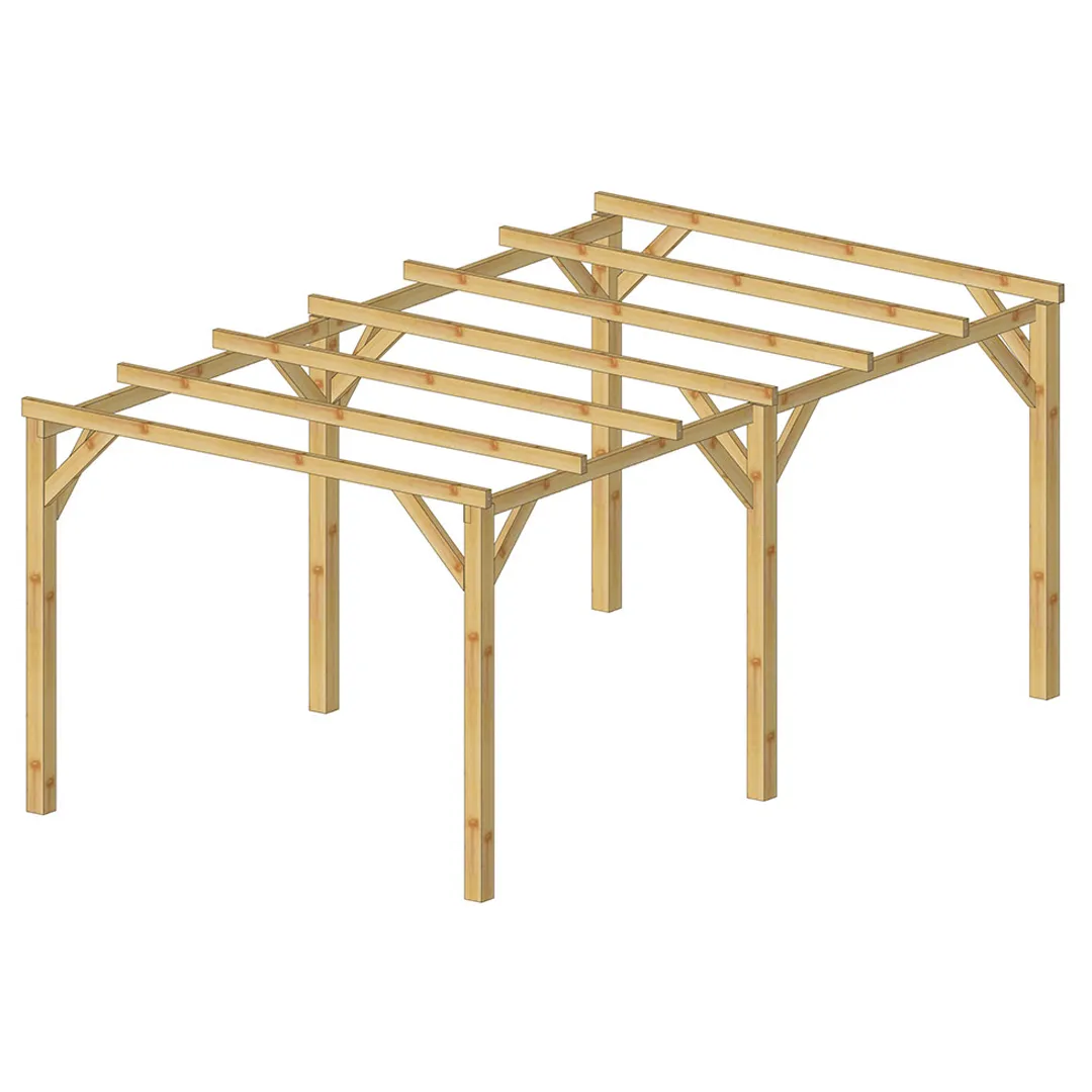Carport bois autoportÃ© LOME 15 mÂ²   Poteaux 13.5 x 13.5 cm