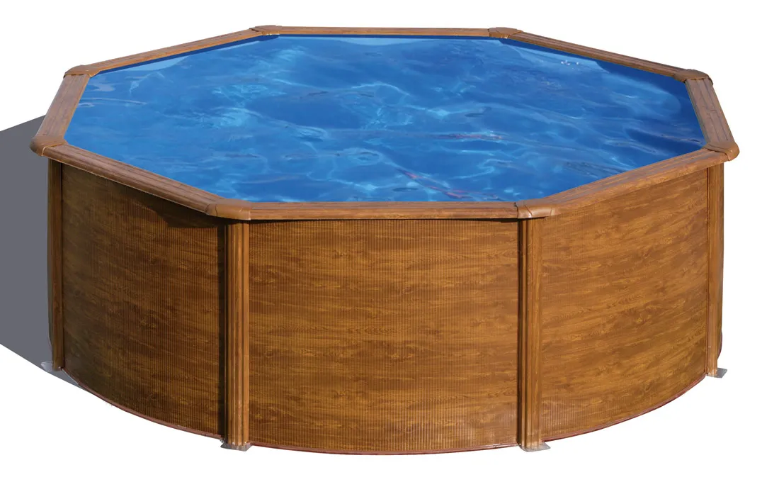 Piscine hors sol Acier décor bois 3,70 x 1,22 m
