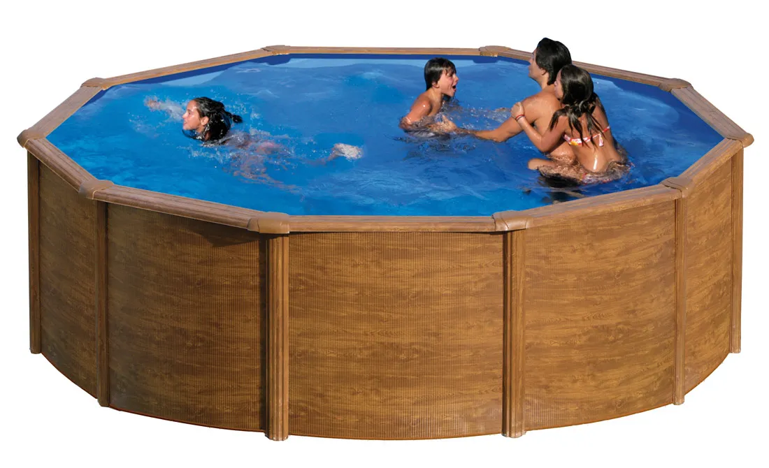 Piscine hors sol Acier décor bois 4,80 x 1,22 m