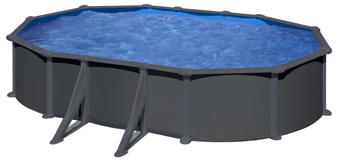 Piscine Acier Gris anthracite 634x399x132cm Filtre Ã  sable