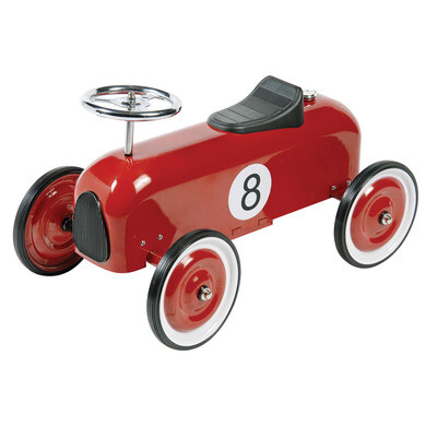 Porteur métal voiture de course vintage rouge - OOGarden