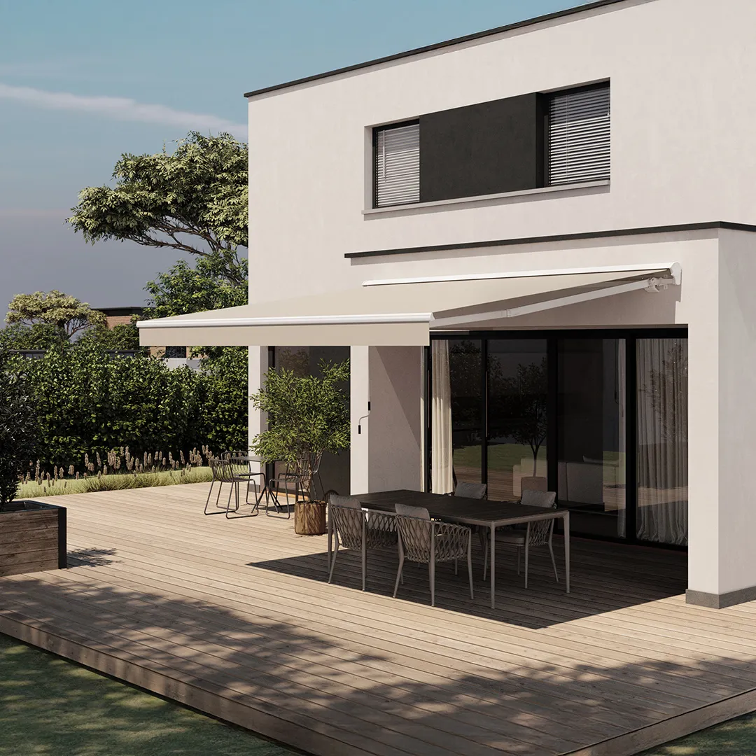 Store banne PAIMPOL Manuel Semi Coffre 4x3m Coloris Sable