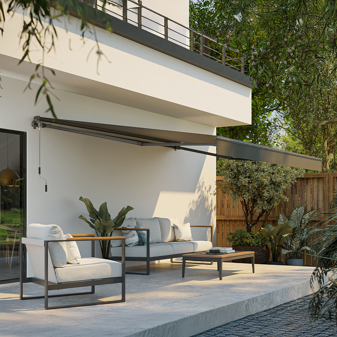 Manuelle Gelenkarmmarkise GUISSENY grau 4 x 3 m | OOGarden.de