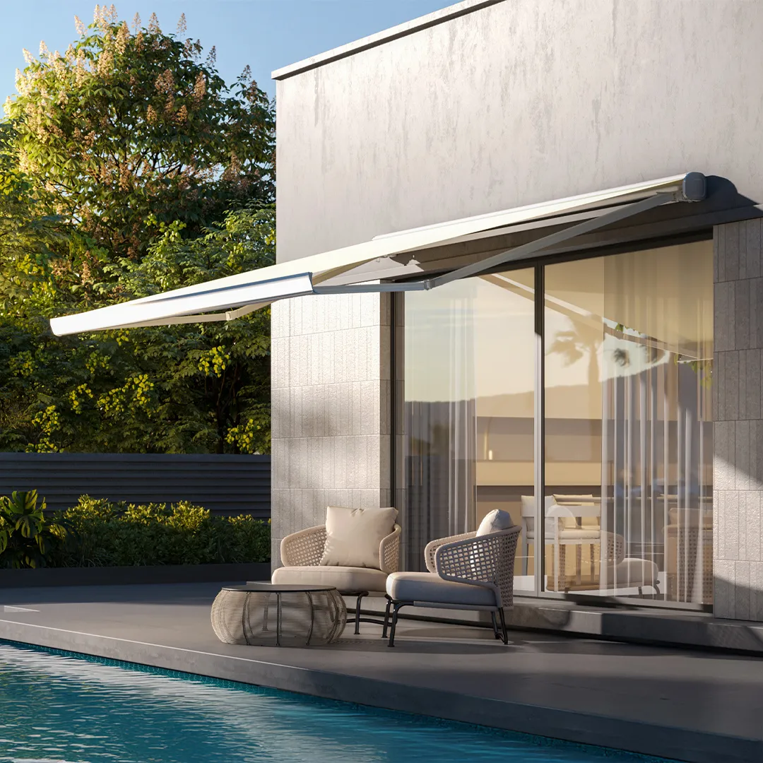 Store banne HERA MotorisÃ© Coffre IntÃ©gral 4x3m Coloris Sable