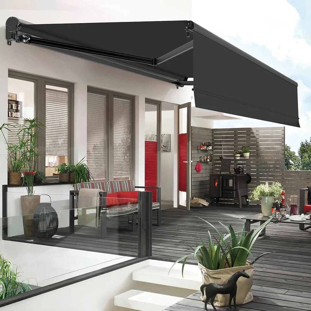 Store banne EMA Manuel Semi Coffre 4x3m Coloris Anthracite