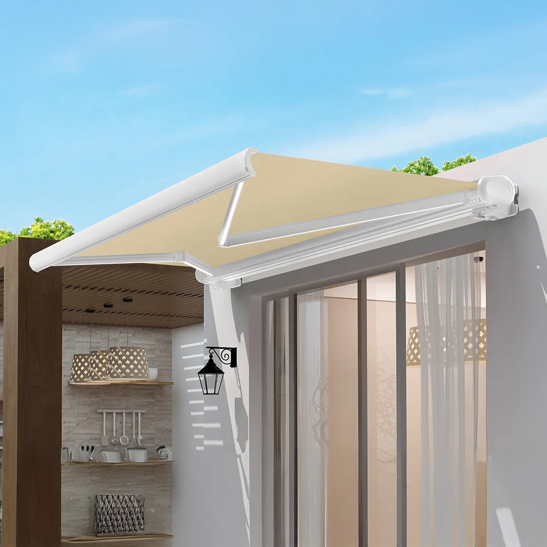 Store banne TIA MotorisÃ© Coffre IntÃ©gral avec LED 4x3m sable