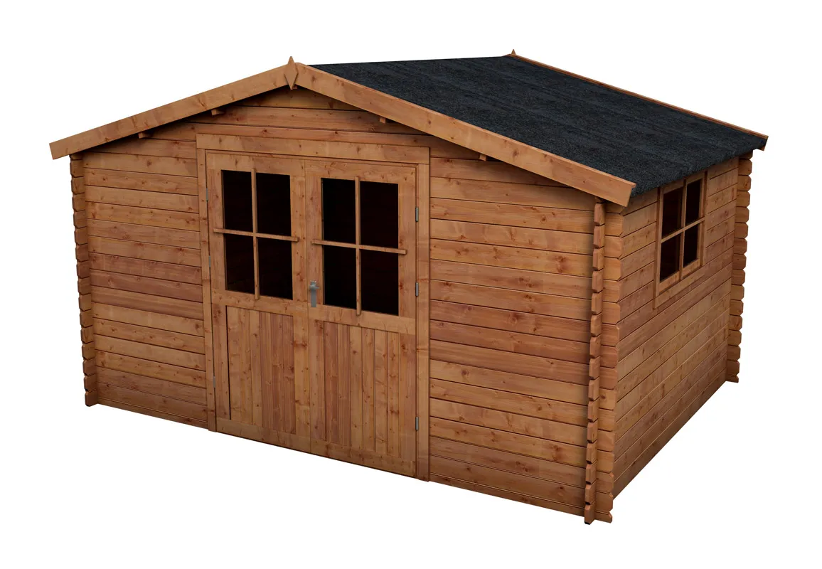 Abri de jardin bois 12 mÂ²  traitÃ© autoclave marron SAULIEU