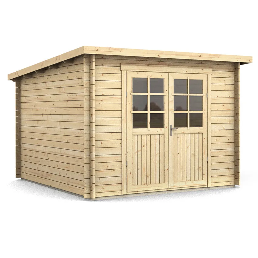 Abri de jardin bois Ep. 28mm, 9.5 mÂ²   toit plat   HURTGEN