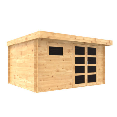 Abri de jardin en bois toit plat avec bucher 25,37 m2 - Marshall