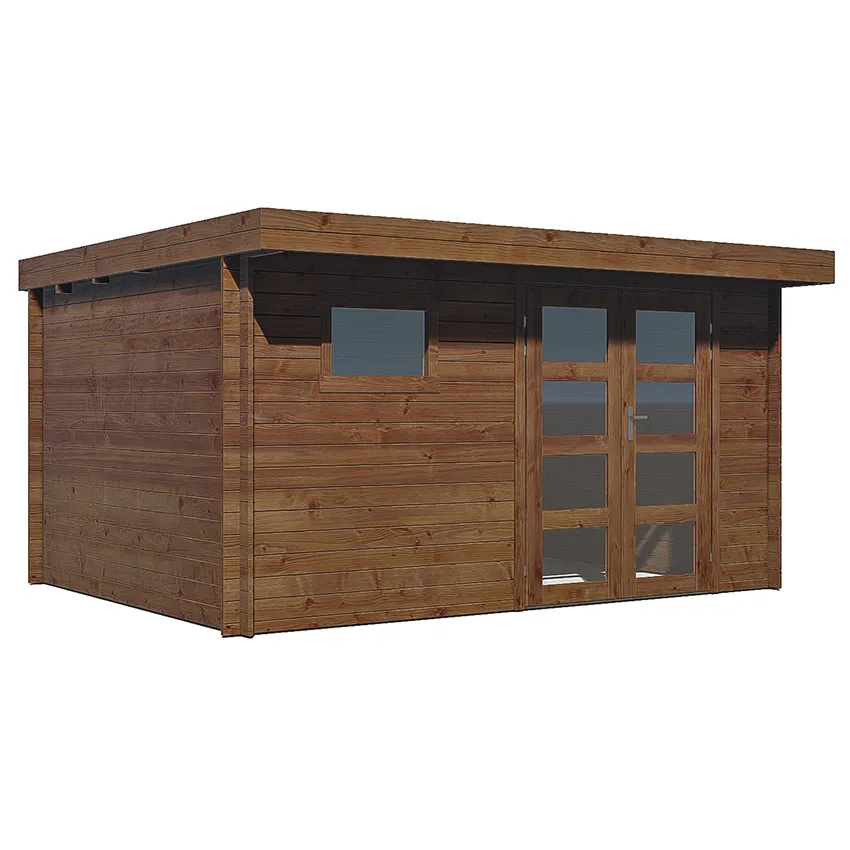 Abri de jardin bois Ep. 28mm, 12m² traité autoclave, toit plat UBAC