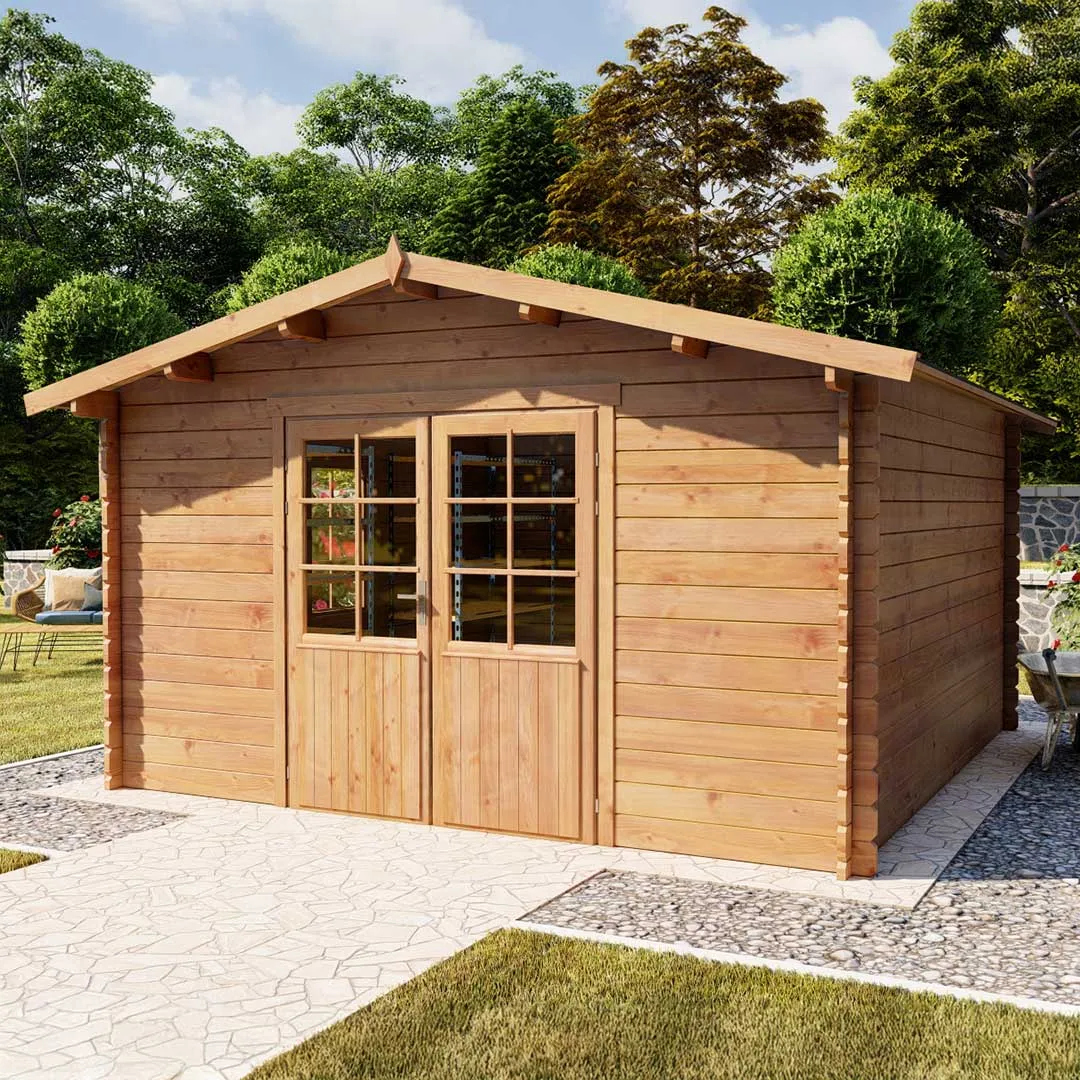Abri de Jardin en Bois traité OBERNAI 17,5m² Ep. 34mm