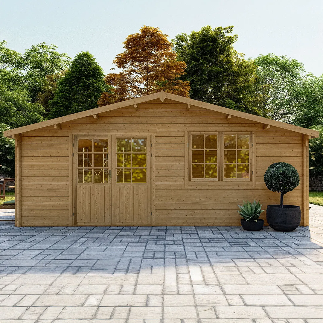 Abri de Jardin en Bois Brut TURION 32,5 mÂ² - Madriers 40 mm