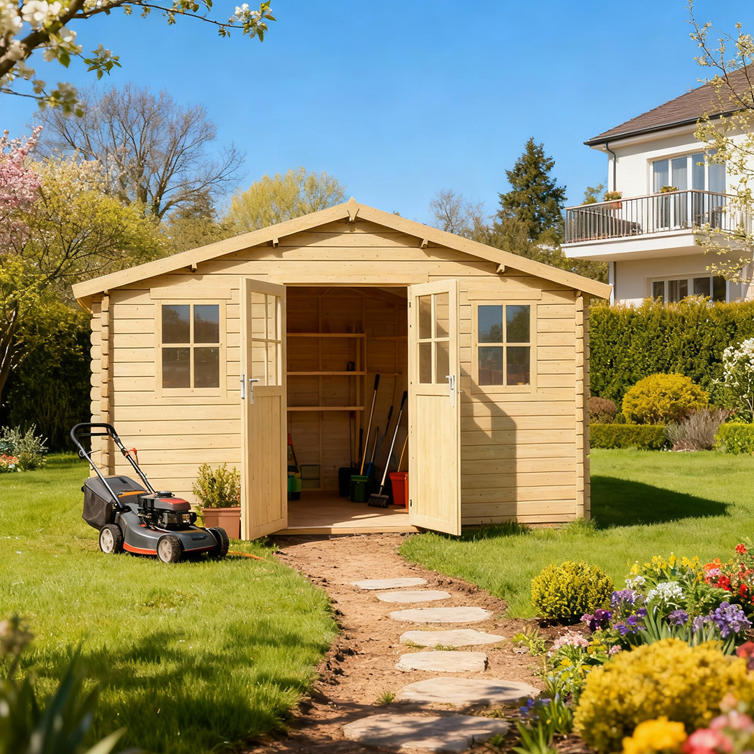 Grand abri de jardin bois 19m², madriers 28mm OOGarden