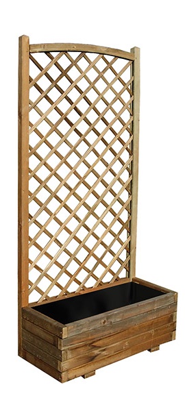 Jardinière Avec Treillis Sur Pied - Auto-arrosage - Rotin - Bac à Fleurs