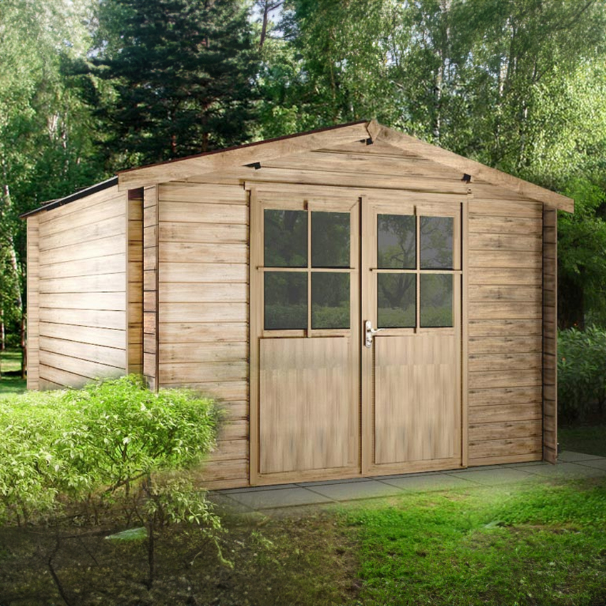 Abri de jardin bois traité - toit plat 9 m² 28mm - OOGarden