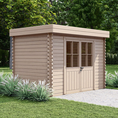 Holzgartenhaus LIVO 6,4 m² - Flachdach - 28 mm Bohlen - OOGarden