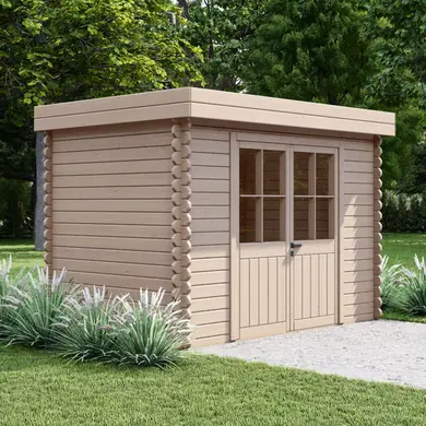 Holzgartenhaus LIVO 6,4 m² - Flachdach - 28 mm Bohlen - OOGarden