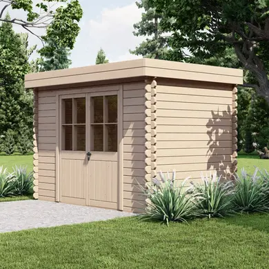 Holzgartenhaus LIVO 6,4 m² - Flachdach - 28 mm Bohlen - OOGarden